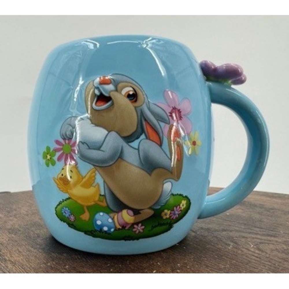Disney Store Thumper Easter Mug Blue Bambi Bunny Chick 3D Flower Handle Large